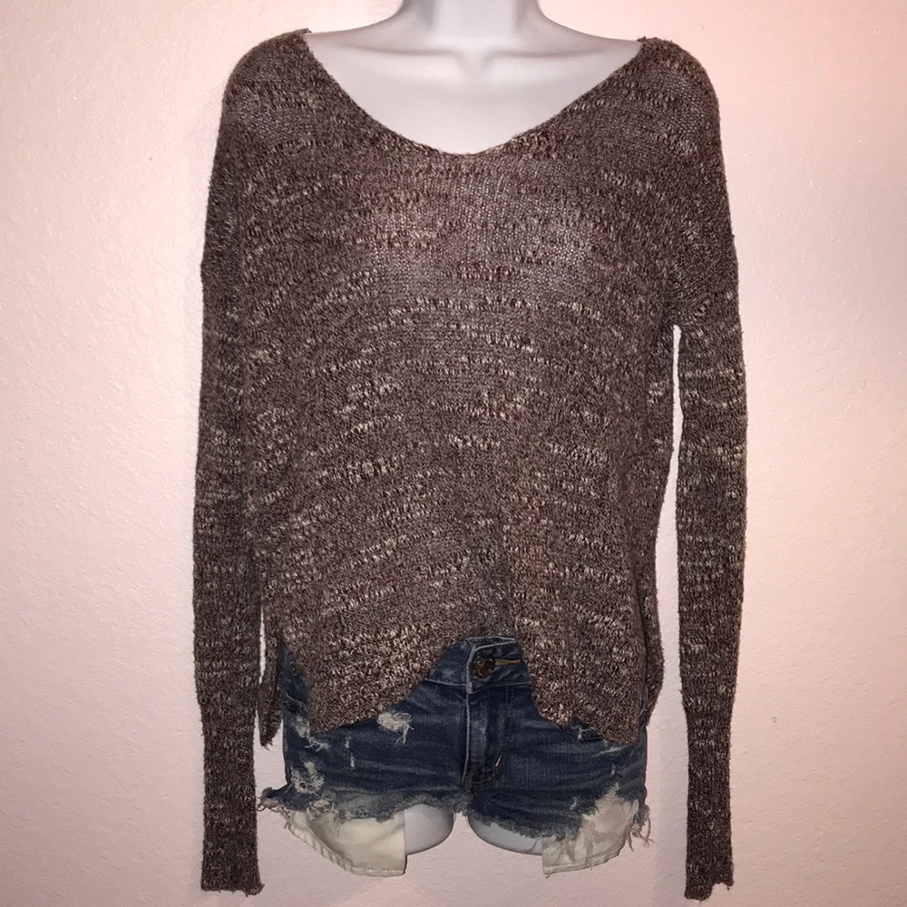 Burgundy and white sweater